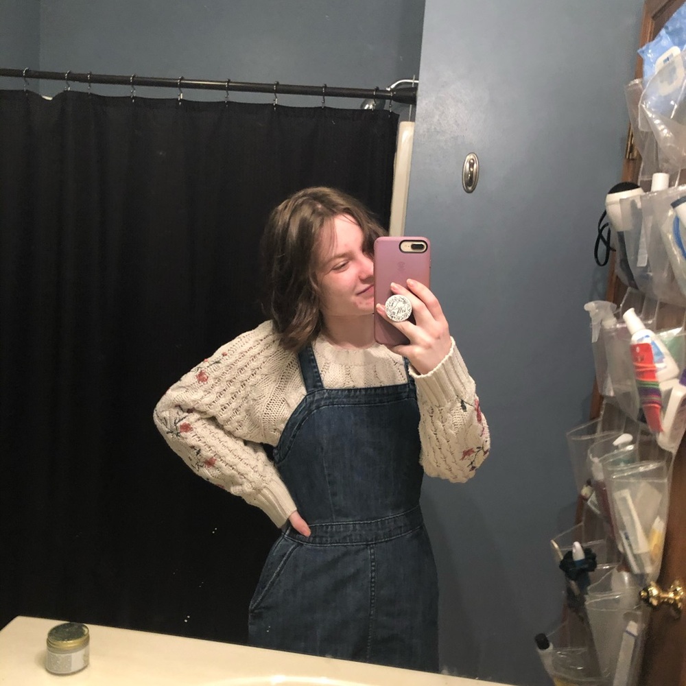 Denim Midi Overall Dress